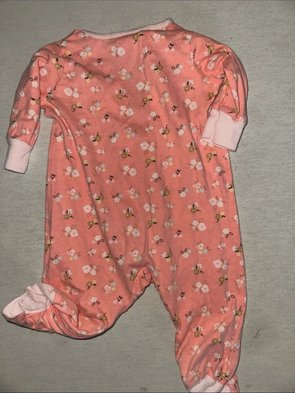 Girls Size 0-3M Coral Floral Footed One-Piece Sleepwear - Unbranded